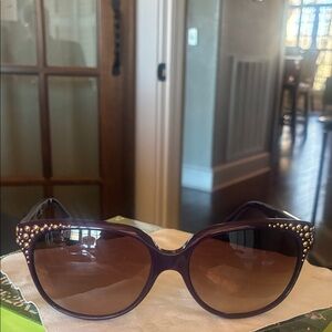 Alexander McQueen Wayfarer Gradient Sunglasses Purple with Gold Studs
